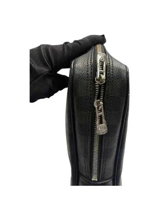 Louis Vuitton Damier Porte Documan Voyage Black Silver Leather Business Bag - Picture 5 of 9